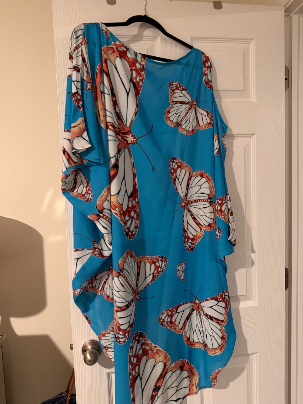Brunello Cucinelli Blue Butterfly-Print Silk Tunic - Picture 2 of 4